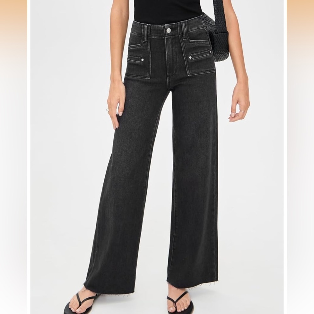 Paige Anessa jeans with welt patch pockets and raw hem